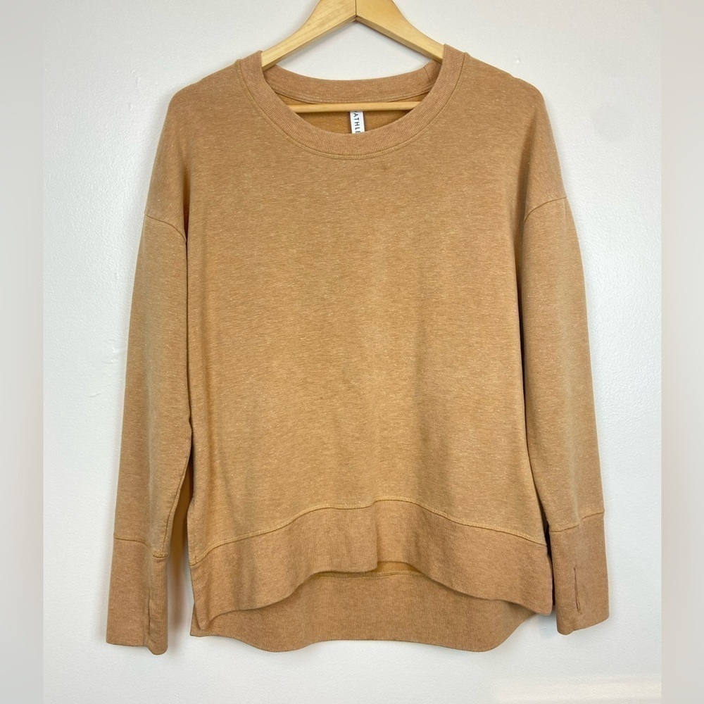 ATHLETA Balance Pullover Sweatshirt Tuscan Gold Tan Multi Nep Nirvana Fabric S - Picture 4 of 12